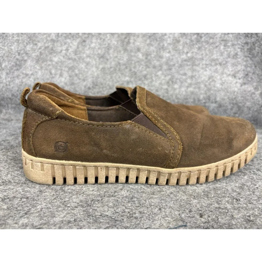 Born Shoes Womens Size 8.5 Brown Suede Slip On Loafers Casual Comfort F74223‎